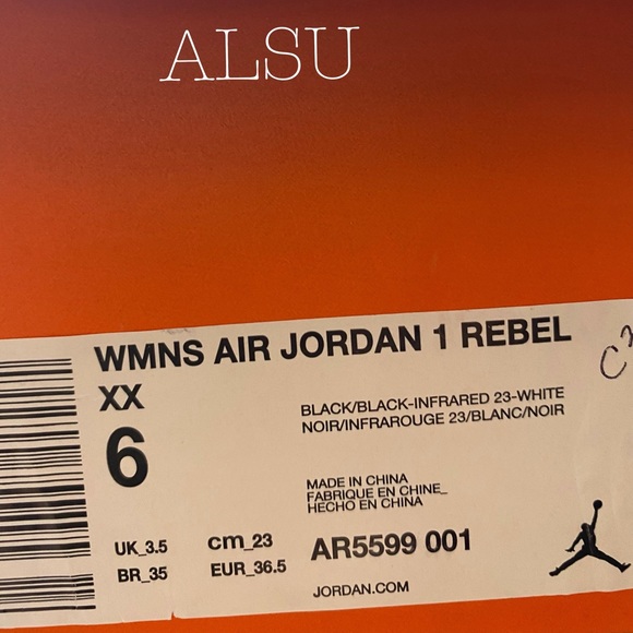 Nike Air Jordan 1 Rebel XX Black Leather Women’s - Picture 6 of 6